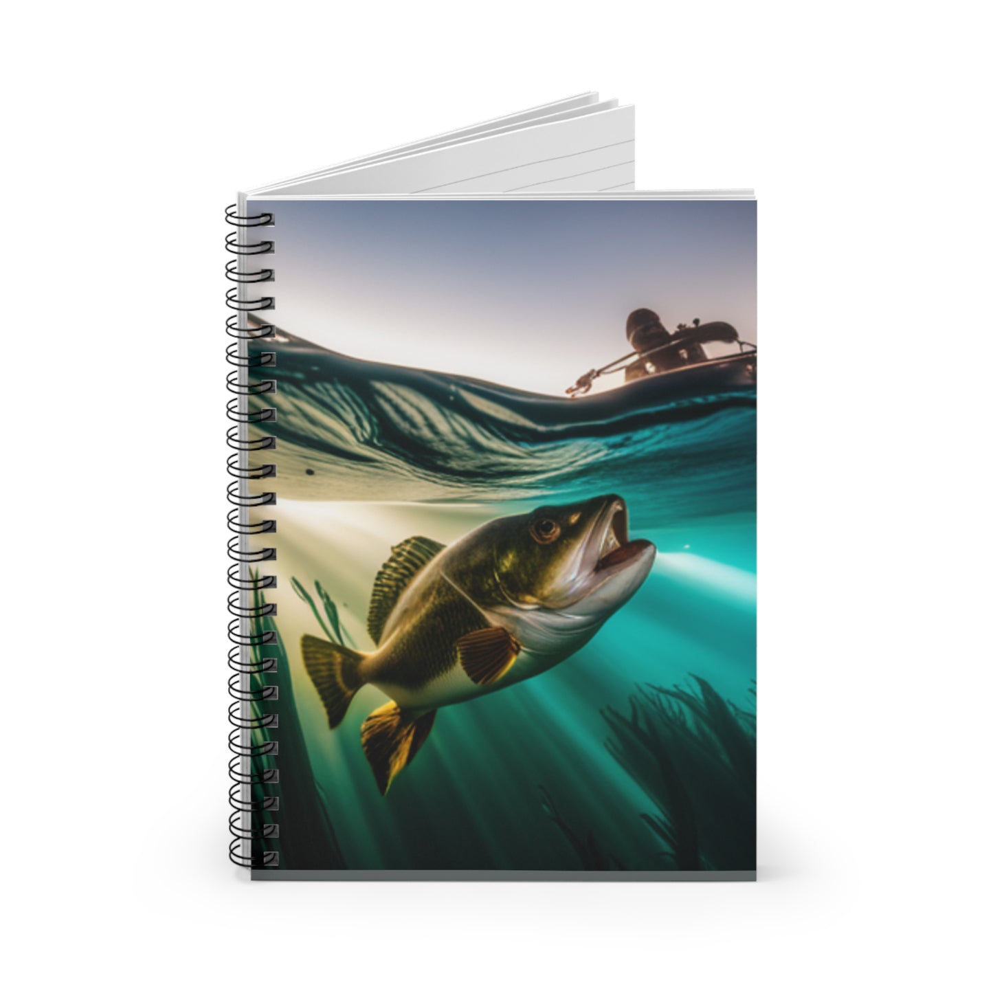 Bass Fisherman Spiral Notebook for fly fishing journel- Ruled Line