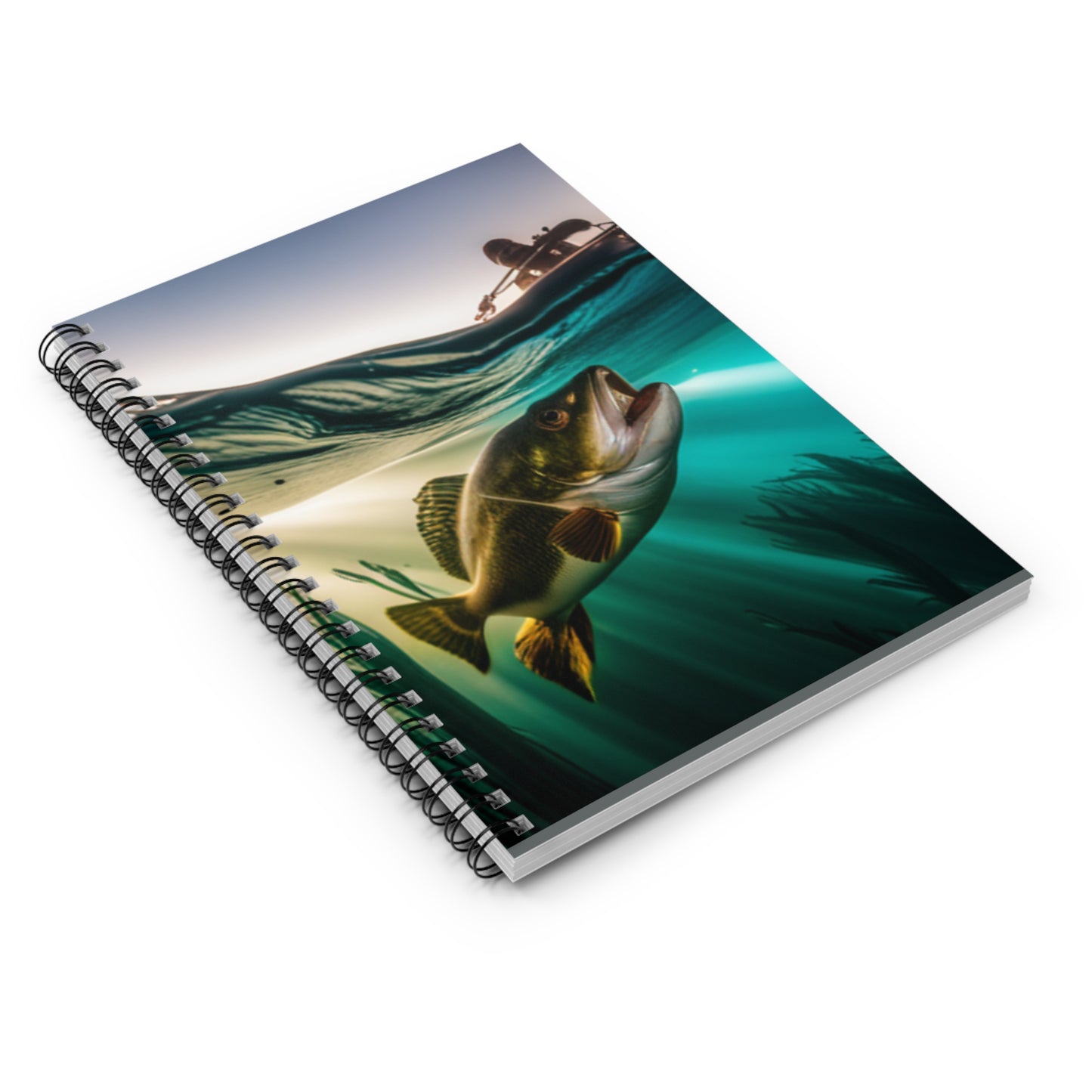 Bass Fisherman Spiral Notebook for fly fishing journel- Ruled Line