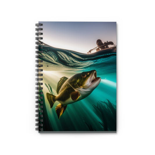 Bass Fisherman Spiral Notebook for fly fishing journel- Ruled Line