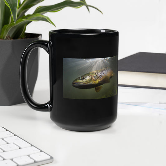 Mug Brown trout gift fisherman fly Black