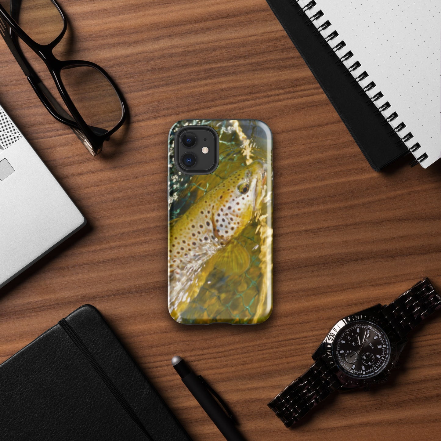 Tough Phone Case Brown Trout design for iPhone®