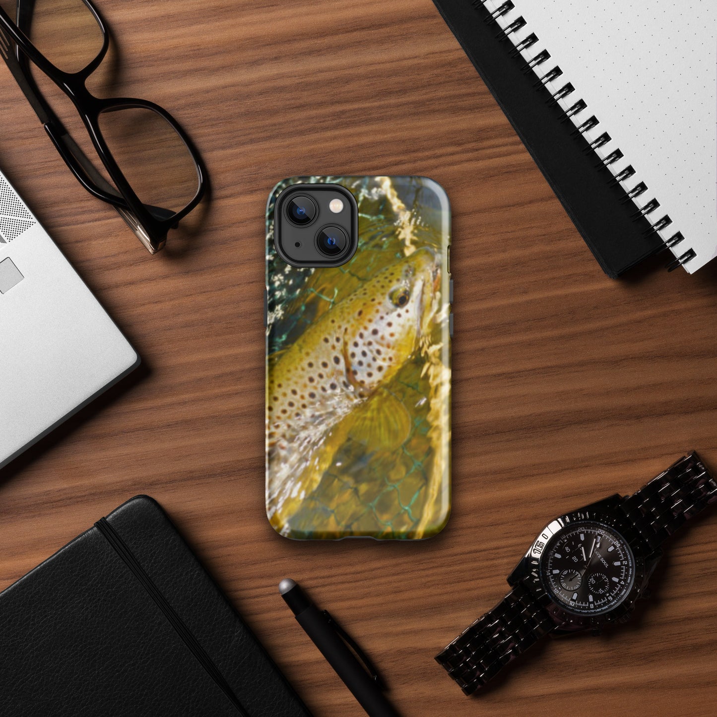 Tough Phone Case Brown Trout design for iPhone®