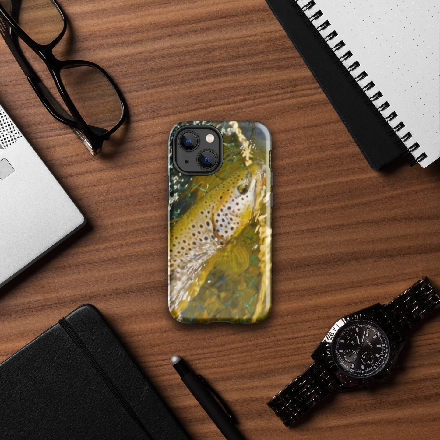 Tough Phone Case Brown Trout design for iPhone®