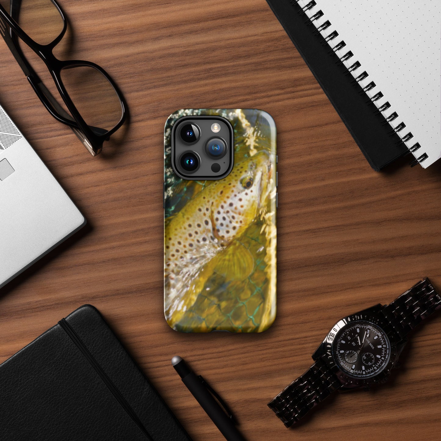 Tough Phone Case Brown Trout design for iPhone®